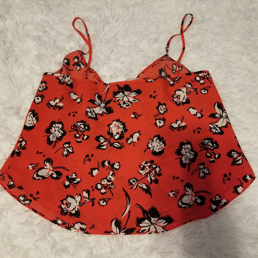 Verónica Beard Antonette Silk Floral Cami Top Color Red/Black - Picture 2 of 9